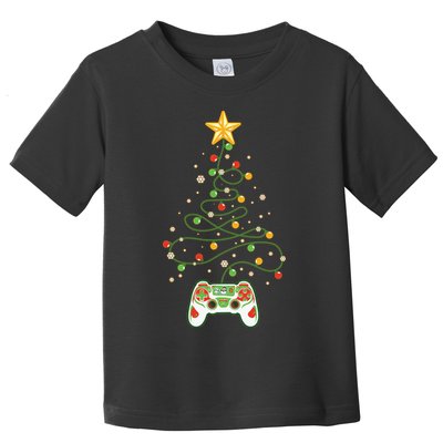 Christmas Tree Winter Theme Video Game Controller Toddler T-Shirt