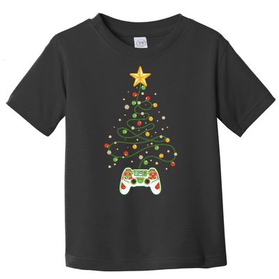 Christmas Tree Winter Theme Video Game Controller Toddler T-Shirt