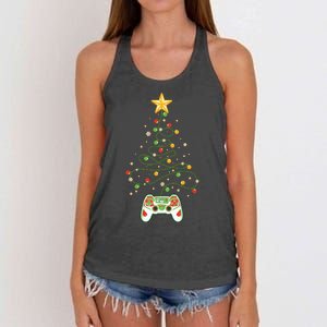 Christmas Tree Winter Theme Video Game Controller Women's Knotted Racerback Tank