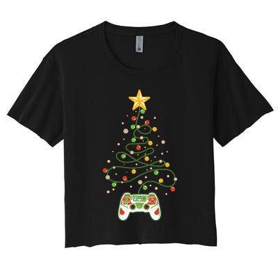 Christmas Tree Winter Theme Video Game Controller Crop Top