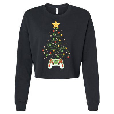Christmas Tree Winter Theme Video Game Controller Cropped Pullover Crew