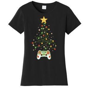 Christmas Tree Winter Theme Video Game Controller Women's T-Shirt