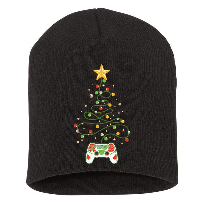 Christmas Tree Winter Theme Video Game Controller Short Acrylic Beanie