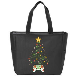 Christmas Tree Winter Theme Video Game Controller Zip Tote Bag