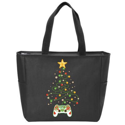 Christmas Tree Winter Theme Video Game Controller Zip Tote Bag