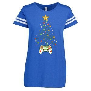 Christmas Tree Winter Theme Video Game Controller Enza Ladies Jersey Football T-Shirt