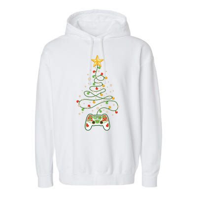 Christmas Tree Winter Theme Video Game Controller Garment-Dyed Fleece Hoodie