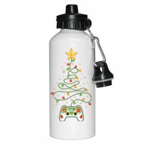 Christmas Tree Winter Theme Video Game Controller Aluminum Water Bottle