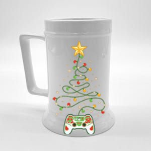 Christmas Tree Winter Theme Video Game Controller Beer Stein