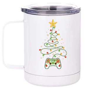 Christmas Tree Winter Theme Video Game Controller 12 oz Stainless Steel Tumbler Cup