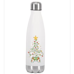 Christmas Tree Winter Theme Video Game Controller Stainless Steel Insulated Water Bottle