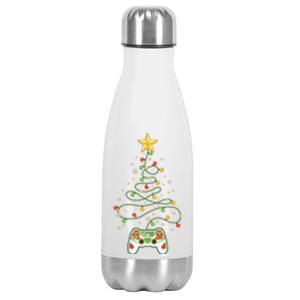 Christmas Tree Winter Theme Video Game Controller Stainless Steel Insulated Water Bottle