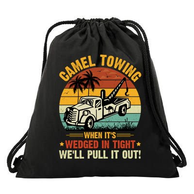 Camel Towing Wedged In Tight Funny Drawstring Bag
