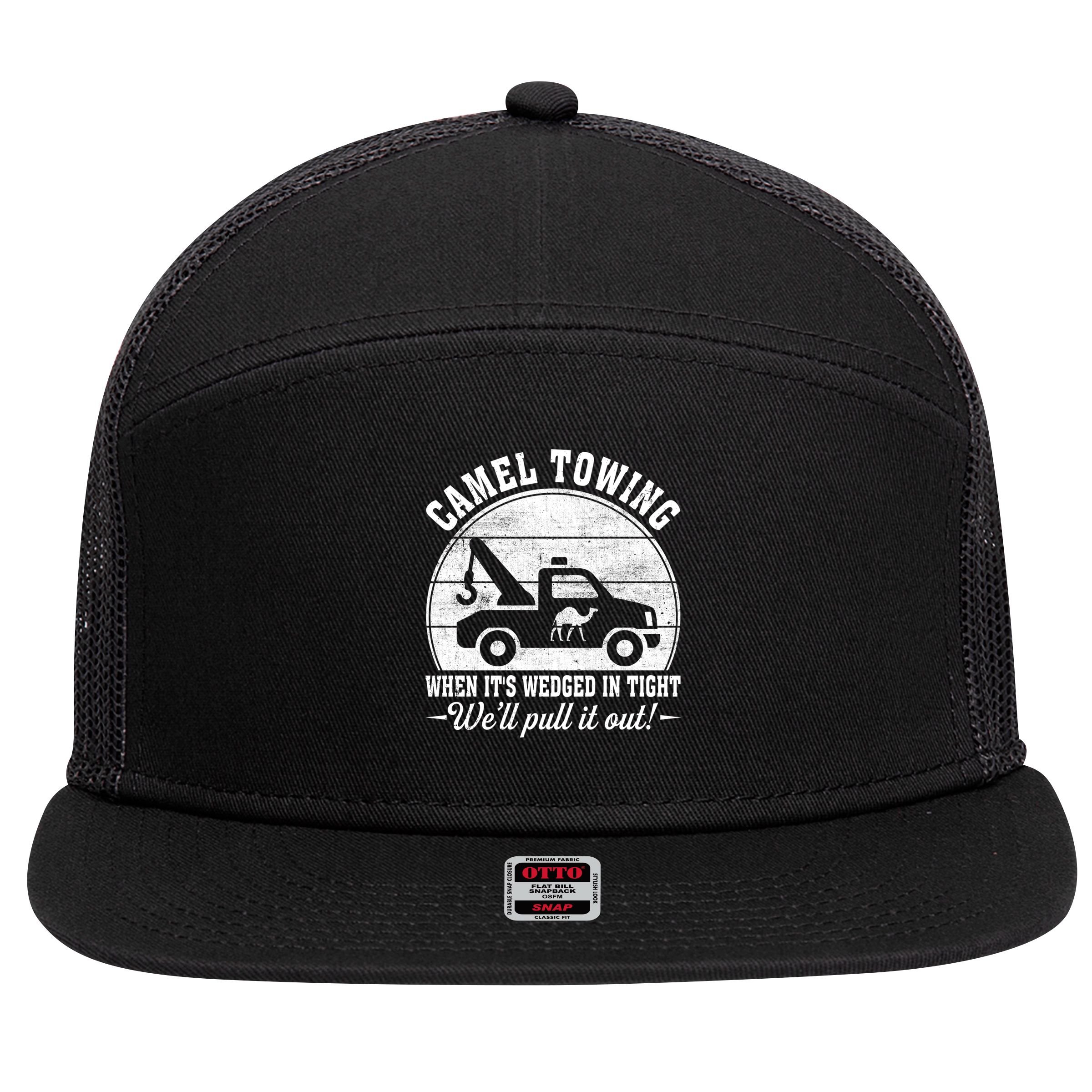 Camel Towing Well Pull It Out Vintage 7 Panel Mesh Trucker Snapback Hat