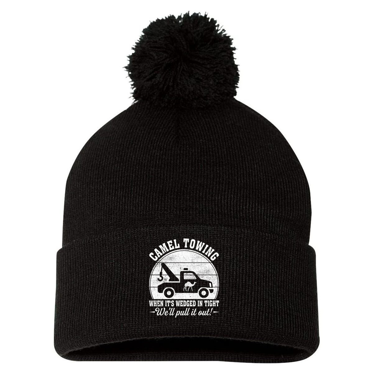 Camel Towing Well Pull It Out Vintage Pom Pom 12in Knit Beanie