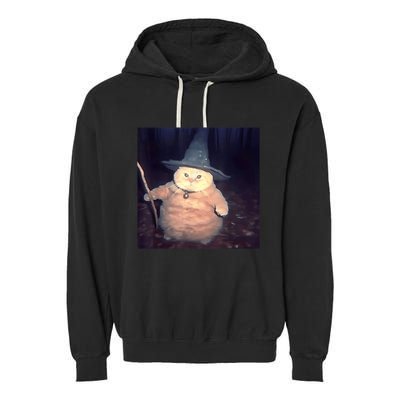 Cheeseball The Wizard Cat Vintage 90s Orange Witch Cat Design Garment-Dyed Fleece Hoodie