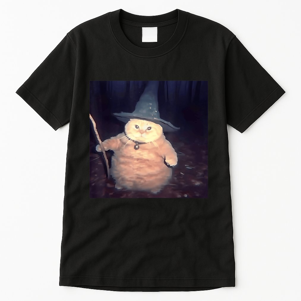 Cheeseball The Wizard Cat Vintage 90s Orange Witch Cat Design Tall T-Shirt