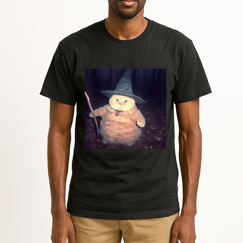 Cheeseball The Wizard Cat Vintage 90s Orange Witch Cat Design Tall T-Shirt