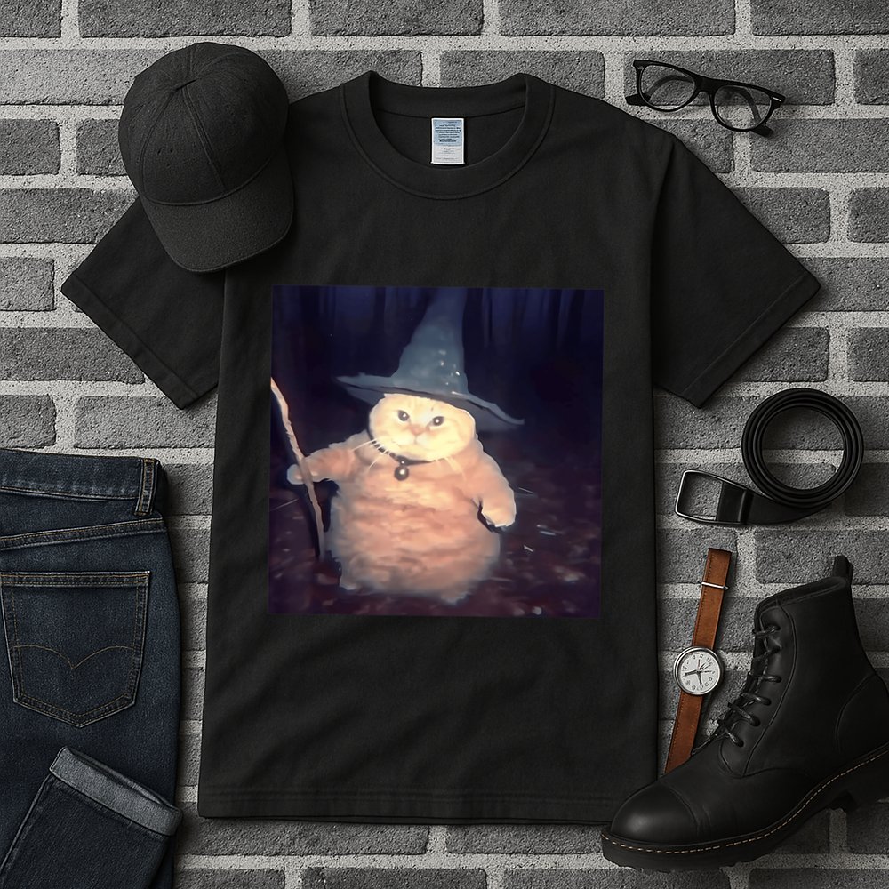 Cheeseball The Wizard Cat Vintage 90s Orange Witch Cat Design Tall T-Shirt