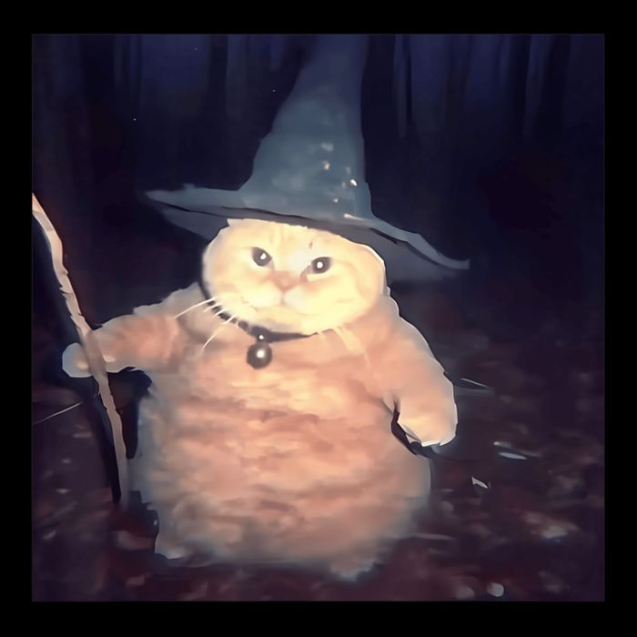 Cheeseball The Wizard Cat Vintage 90s Orange Witch Cat Design Button