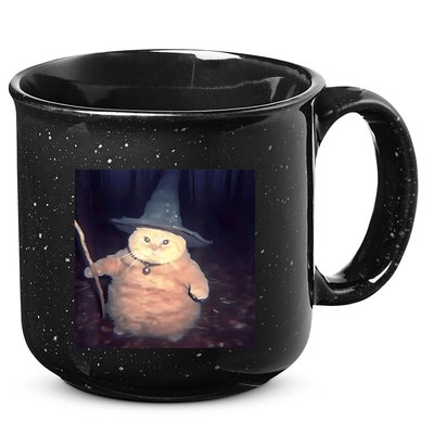Cheeseball The Wizard Cat Vintage 90s Orange Witch Cat Design 15oz Campfire Ceramic Mug