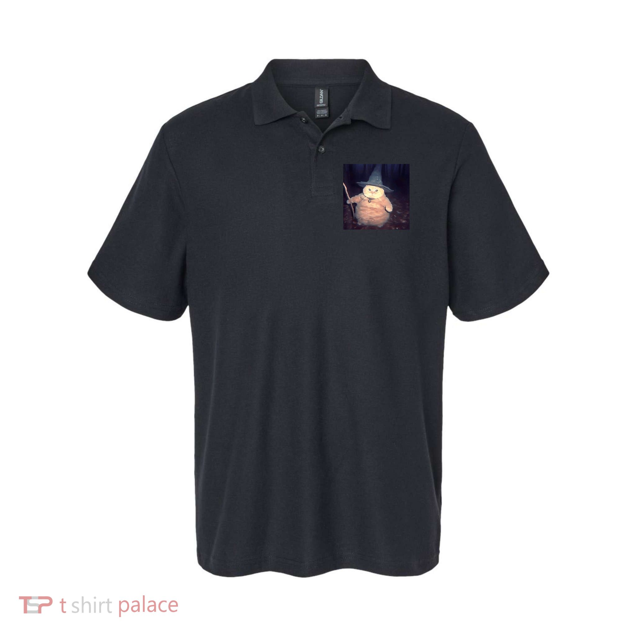 Cheeseball The Wizard Cat Vintage 90s Orange Witch Cat Design Polo