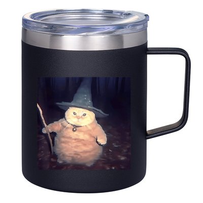 Cheeseball The Wizard Cat Vintage 90s Orange Witch Cat Design 12oz Stainless Steel Coffee Mug