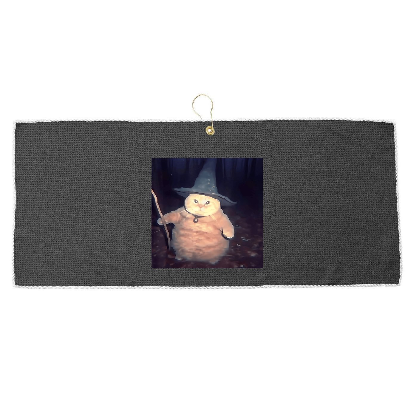 Cheeseball The Wizard Cat Vintage 90s Orange Witch Cat Design Large Microfiber Waffle Golf Towel