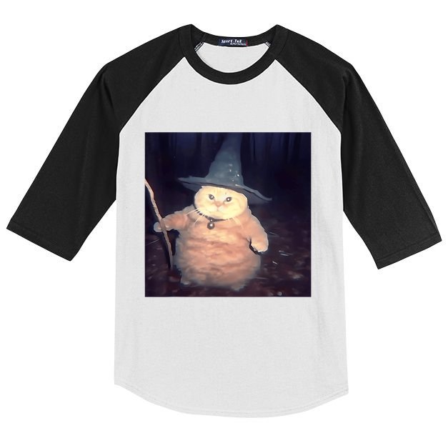 Cheeseball The Wizard Cat Vintage 90s Orange Witch Cat Design Kids Colorblock Raglan Jersey