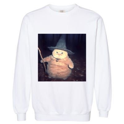 Cheeseball The Wizard Cat Vintage 90s Orange Witch Cat Design Garment-Dyed Sweatshirt
