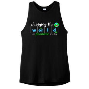 Changing The World One Phoneme At A Time Teacher Ladies PosiCharge Tri-Blend Wicking Tank