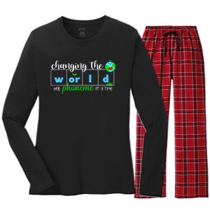 Changing The World One Phoneme At A Time Teacher Women's Long Sleeve Flannel Pajama Set 