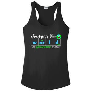 Changing The World One Phoneme At A Time Teacher Ladies PosiCharge Competitor Racerback Tank