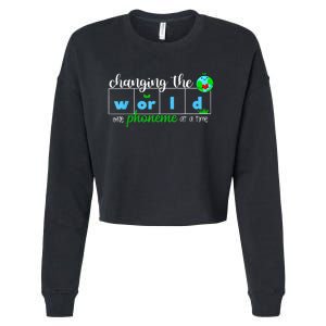 Changing The World One Phoneme At A Time Teacher Cropped Pullover Crew