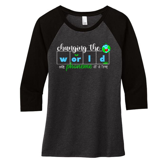 Changing The World One Phoneme At A Time Teacher Women's Tri-Blend 3/4-Sleeve Raglan Shirt