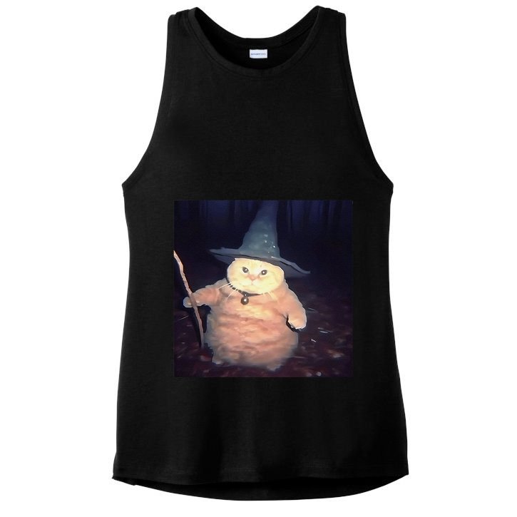 Cheeseball The Wizard Cat Vintage 90s Orange Cat Witch Cat Gift Ladies PosiCharge Tri-Blend Wicking Tank