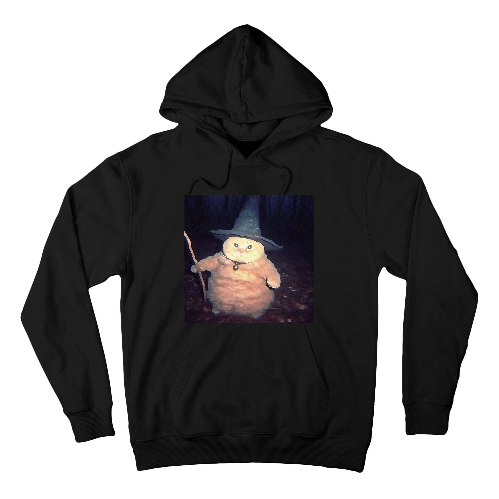 Cheeseball The Wizard Cat Vintage 90s Orange Cat Witch Cat Gift Tall Hoodie