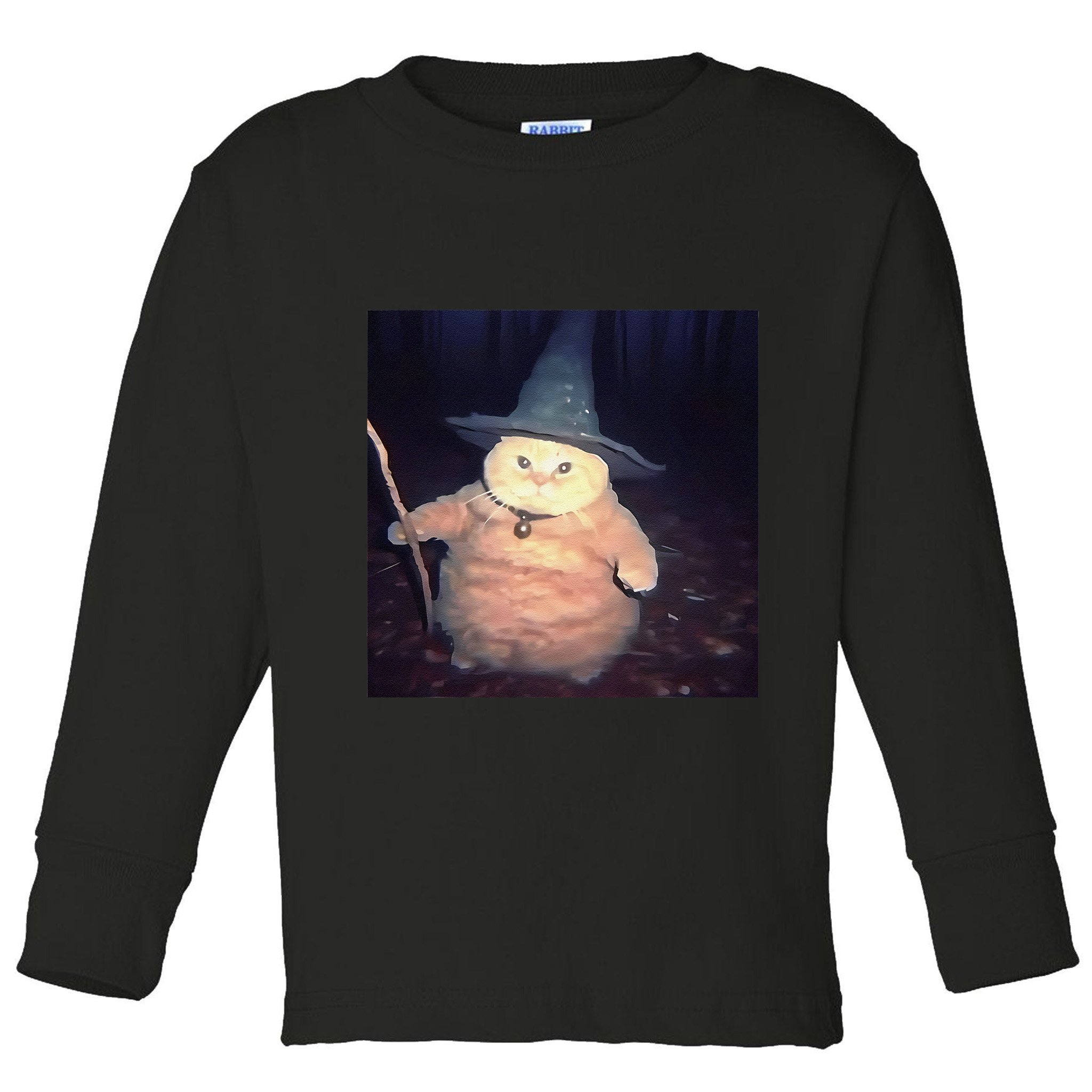 Cheeseball The Wizard Cat Vintage 90s Orange Cat Witch Cat Gift Toddler Long Sleeve Shirt