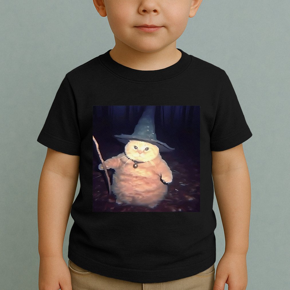 Cheeseball The Wizard Cat Vintage 90s Orange Cat Witch Cat Gift Toddler T-Shirt