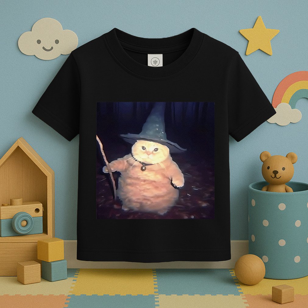 Cheeseball The Wizard Cat Vintage 90s Orange Cat Witch Cat Gift Toddler T-Shirt