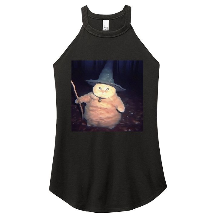 Cheeseball The Wizard Cat Vintage 90s Orange Cat Witch Cat Gift Women's Perfect Tri Rocker Tank