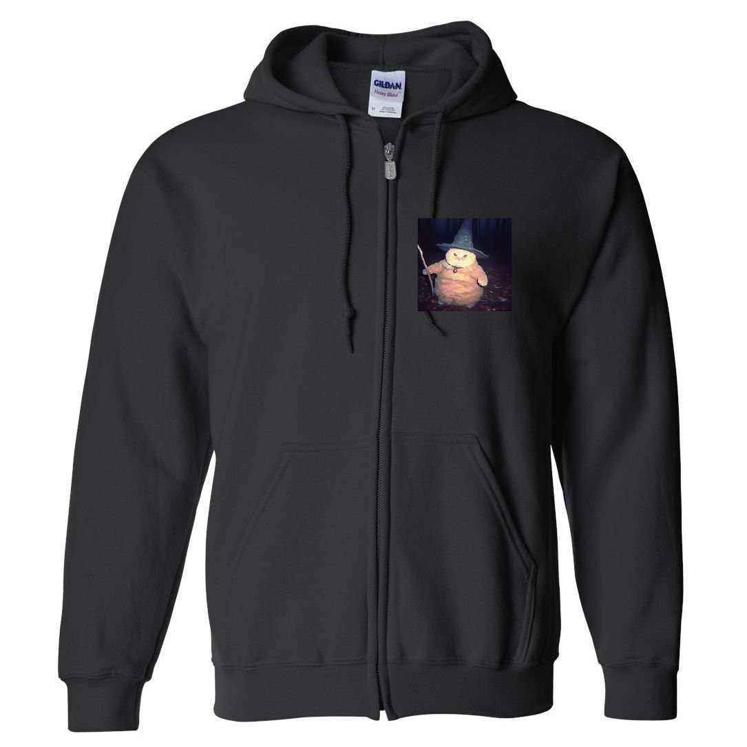 Cheeseball The Wizard Cat Vintage 90s Orange Cat Witch Cat Gift Full Zip Hoodie
