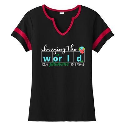 Changing The World One Phoneme At A Time Cute Ladies Halftime Notch Neck Tee