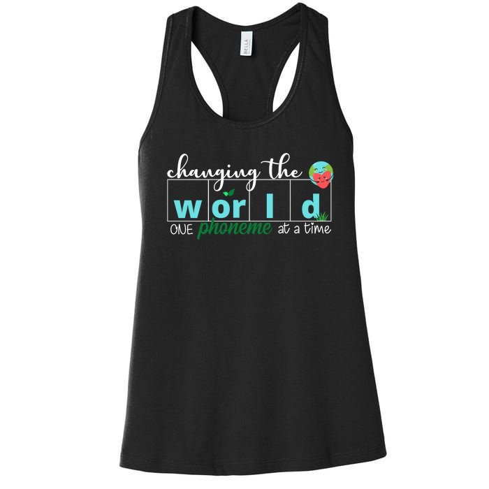 Changing The World One Phoneme At A Time Cute Women's Racerback Tank