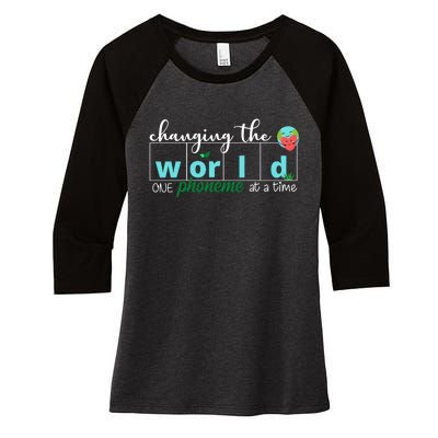 Changing The World One Phoneme At A Time Cute Women's Tri-Blend 3/4-Sleeve Raglan Shirt