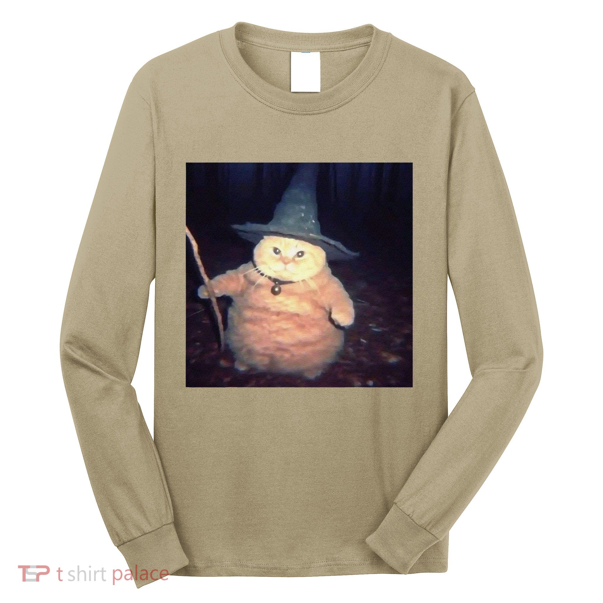 Cheeseball The Wizard Cat Vintage 90s Orange Cat Witch Cat Long Sleeve Shirt
