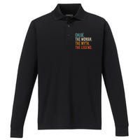 Chloe The Woman The Myth The Legend First Name Chloe Performance Long Sleeve Polo