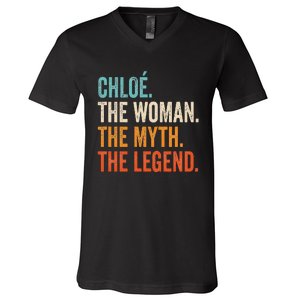 Chloe The Woman The Myth The Legend First Name Chloe V-Neck T-Shirt