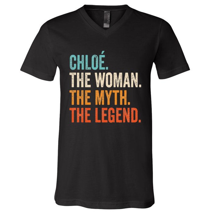 Chloe The Woman The Myth The Legend First Name Chloe V-Neck T-Shirt