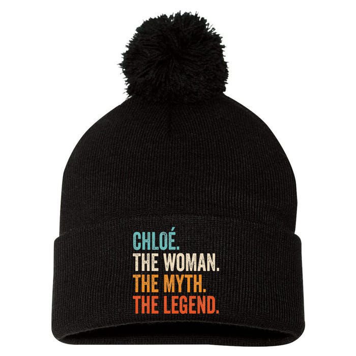 Chloe The Woman The Myth The Legend First Name Chloe Pom Pom 12in Knit Beanie